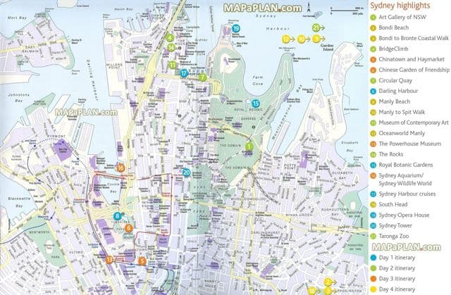 Sydney sights map