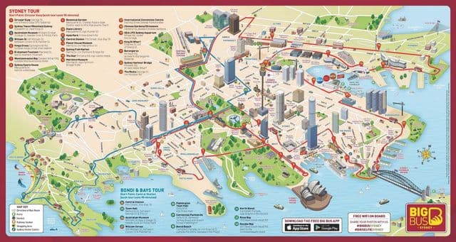Sydney map Big Bus