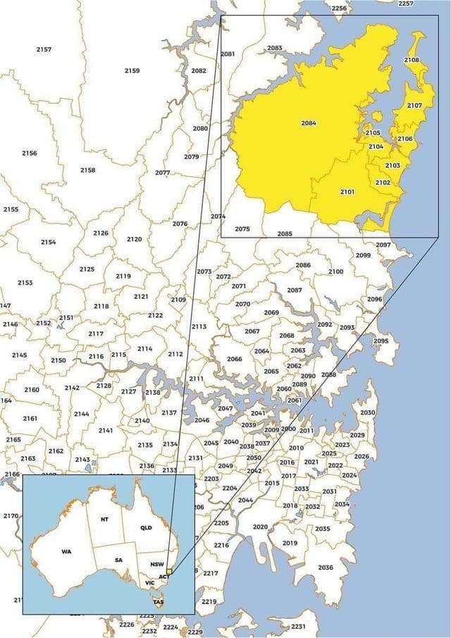 Sydney zip codes map